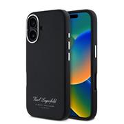 Karl Lagerfeld Grained PU Hotel RSG Zadní Kryt pro iPhone 16 Black