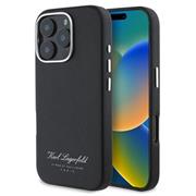 Karl Lagerfeld Grained PU Hotel RSG Zadní Kryt pro iPhone 16 Pro Black