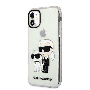 Karl Lagerfeld IML Glitter Karl and Choupette NFT Zadní Kryt pro iPhone 11 Transparent