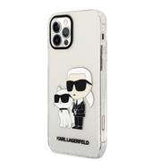 Karl Lagerfeld IML Glitter Karl and Choupette NFT Zadní Kryt pro iPhone 12/12 Pro Transparent