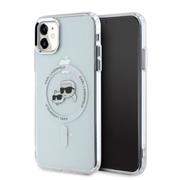 Karl Lagerfeld IML K&CH Heads Metal Frame MagSafe Zadní Kryt pro iPhone 11 Transparent