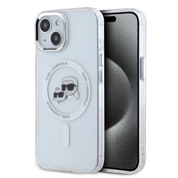 Karl Lagerfeld IML K&CH Heads Metal Frame MagSafe Zadní Kryt pro iPhone 15 Transparent