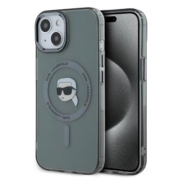 Karl Lagerfeld IML Karl Head Metal Frame MagSafe Zadní Kryt pro iPhone 15 Black