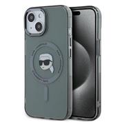 Karl Lagerfeld IML Karl Head Metal Frame MagSafe Zadní Kryt pro iPhone 15 Black