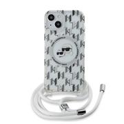 Karl Lagerfeld IML Monogram Crossbody K&CH Heads MagSafe Zadní Kryt pro iPhone 13 Transparent