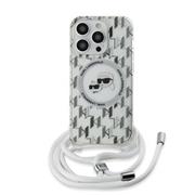 Karl Lagerfeld IML Monogram Crossbody K&CH Heads MagSafe Zadní Kryt pro iPhone 14 Pro Transparent