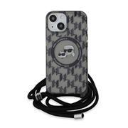 Karl Lagerfeld IML Monogram Crossbody K&CH Heads MagSafe Zadní Kryt pro iPhone 15 Black