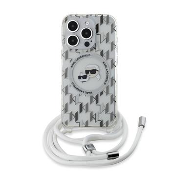 Karl Lagerfeld IML Monogram Crossbody K&CH Heads MagSafe Zadní Kryt pro iPhone 15 Pro Max Transparent