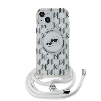 Karl Lagerfeld IML Monogram Crossbody K&CH Heads MagSafe Zadní Kryt pro iPhone 15 Transparent