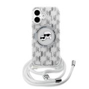 Karl Lagerfeld IML Monogram Crossbody K&CH Heads MagSafe Zadní Kryt pro iPhone 16 Transparent