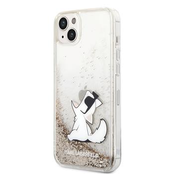 Karl Lagerfeld Liquid Glitter Choupette Eat Zadní Kryt pro iPhone 14 Plus Gold