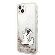 Karl Lagerfeld Liquid Glitter Choupette Eat Zadní Kryt pro iPhone 14 Plus Gold