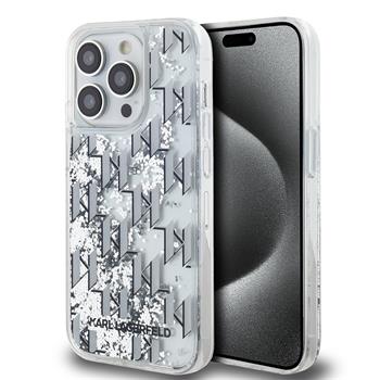 Karl Lagerfeld Liquid Glitter Monogram Gradient Zadní Kryt pro iPhone 14 Pro Max White