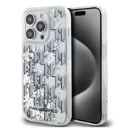 Karl Lagerfeld Liquid Glitter Monogram Gradient Zadní Kryt pro iPhone 14 Pro Max White