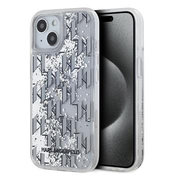 Karl Lagerfeld Liquid Glitter Monogram Gradient Zadní Kryt pro iPhone 14 White