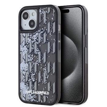 Karl Lagerfeld Liquid Glitter Monogram Gradient Zadní Kryt pro iPhone 15 Black