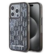 Karl Lagerfeld Liquid Glitter Monogram Gradient Zadní Kryt pro iPhone 15 Pro Black