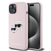 Karl Lagerfeld Liquid Silicone Double Heads Magsafe Zadní Kryt pro iPhone 15 Pink