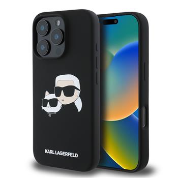 Karl Lagerfeld Liquid Silicone Double Heads MagSafe Zadní Kryt pro iPhone 16 Pro Black