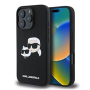 Karl Lagerfeld Liquid Silicone Double Heads MagSafe Zadní Kryt pro iPhone 16 Pro Black