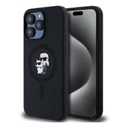 Karl Lagerfeld Liquid Silicone Karl and Choupette Magsafe Zadní Kryt pro iPhone 15 Pro Max Black