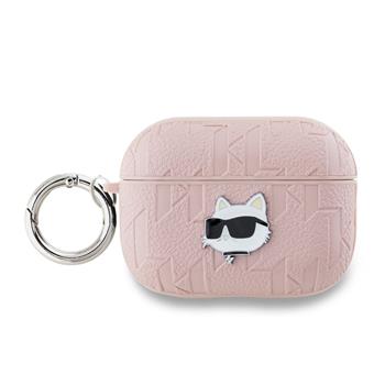 Karl Lagerfeld PU Embossed Choupette Head Pouzdro pro AirPods Pro 2 Pink