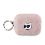 Karl Lagerfeld PU Embossed Choupette Head Pouzdro pro AirPods Pro 2 Pink