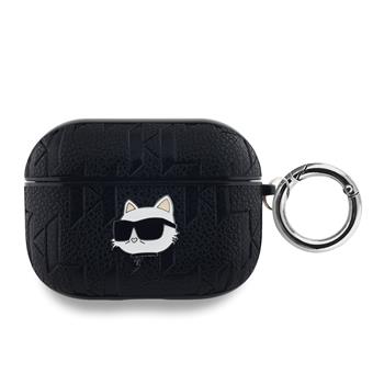 Karl Lagerfeld PU Embossed Choupette Head Pouzdro pro AirPods Pro Black