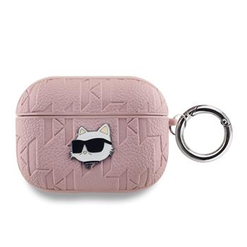 Karl Lagerfeld PU Embossed Choupette Head Pouzdro pro AirPods Pro Pink