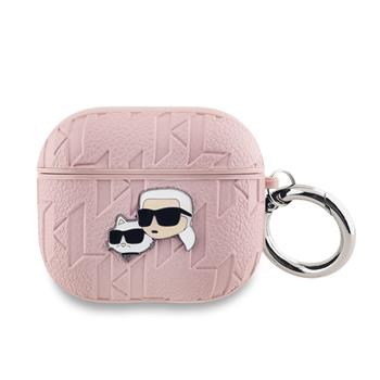 Karl Lagerfeld PU Embossed Karl and Choupette Heads Pouzdro pro AirPods 3 Pink