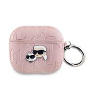 Karl Lagerfeld PU Embossed Karl and Choupette Heads Pouzdro pro AirPods 3 Pink