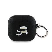 Karl Lagerfeld PU Embossed Karl and Choupette Heads Pouzdro pro AirPods 4 Black