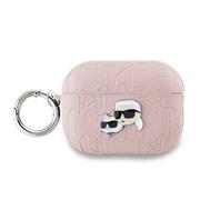 Karl Lagerfeld PU Embossed Karl and Choupette Heads Pouzdro pro AirPods Pro 2 Pink