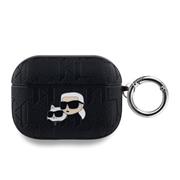 Karl Lagerfeld PU Embossed Karl and Choupette Heads Pouzdro pro AirPods Pro Black