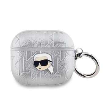 Karl Lagerfeld PU Embossed Karl Head Pouzdro pro AirPods 3 Silver