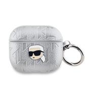 Karl Lagerfeld PU Embossed Karl Head Pouzdro pro AirPods 3 Silver