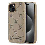 Karl Lagerfeld PU Karl Heads Pattern Magsafe Zadní Kryt pro iPhone 14 Beige