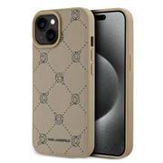 Karl Lagerfeld PU Karl Heads Pattern Magsafe Zadní Kryt pro iPhone 15 Beige