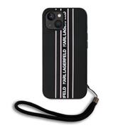 Karl Lagerfeld PU Saffiano Athleisure Stripe and Strap Zadní Kryt pro iPhone 15 Pink