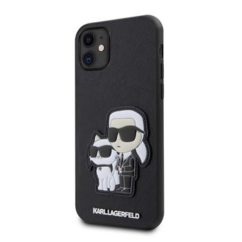 Karl Lagerfeld PU Saffiano Karl and Choupette Zadní Kryt pro iPhone 11 Black