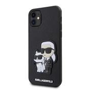 Karl Lagerfeld PU Saffiano Karl and Choupette Zadní Kryt pro iPhone 11 Black