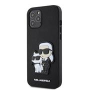 Karl Lagerfeld PU Saffiano Karl and Choupette Zadní Kryt pro iPhone 12 Pro Max Black