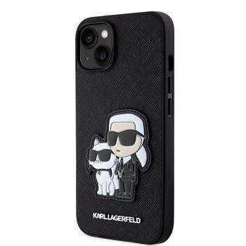 Karl Lagerfeld PU Saffiano Karl and Choupette Zadní Kryt pro iPhone 13 Black