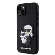 Karl Lagerfeld PU Saffiano Karl and Choupette Zadní Kryt pro iPhone 13 Black