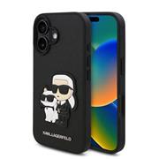 Karl Lagerfeld PU Saffiano Karl and Choupette Zadní Kryt pro iPhone 16 Black