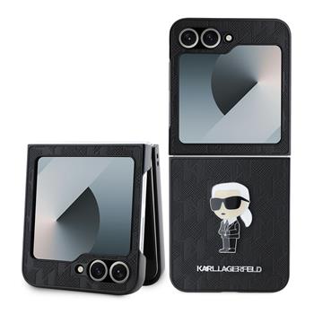 Karl Lagerfeld PU Saffiano Monogram Ikonik Zadní Kryt pro Samsung Galaxy Z Flip 6 Black