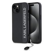 Karl Lagerfeld PU Saffiano Rhinestone Charm Zadní Kryt pro iPhone 14 Black