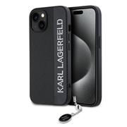 Karl Lagerfeld PU Saffiano Rhinestone Charm Zadní Kryt pro iPhone 15 Black