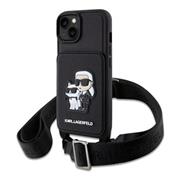 Karl Lagerfeld Saffiano Crossbody Popruh Karl and Choupette Kryt pro iPhone 14 Black