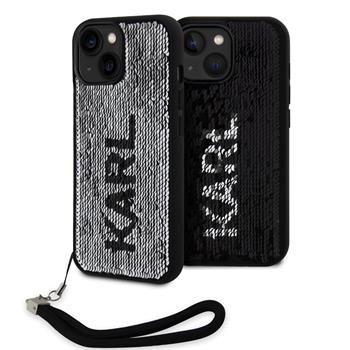 Karl Lagerfeld Sequins Reversible Zadní Kryt pro iPhone 15 Black/Silver